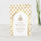 Wit Goud Diamanten Arch QR Code Moslim Bruiloft (Voorkant)