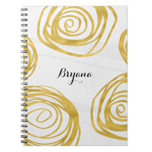 Wit & Goud Draairozen Modern Journal Notebook Notitieboek