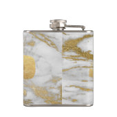 Wit Goud en Marmer met Gouden Folie en Glitter Heupfles (Achterkant)