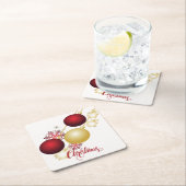 Wit, Goud en Rood Kerstfeest Kartonnen Onderzetters (Insitu)