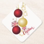 Wit, Goud en Rood Kerstfeest Kartonnen Onderzetters (Voorkant)