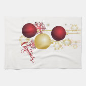 Wit, Goud en Rood Kerstfeest Theedoek (Horizontaal)