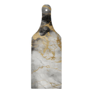 Wit, Goud en Zwart Luxe Marmer Elegant Snijplank