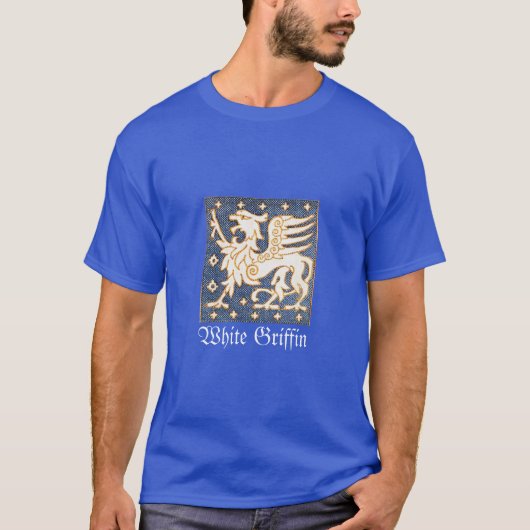 WIT GOUD FANTASY GRIFFIN IN BLAUW T-SHIRT (Voorkant)