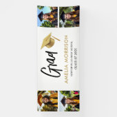 Wit Goud Fotocollage Afstuderen Afstuderen Spandoek (Verticaal)