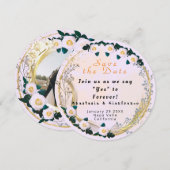 Wit Goud Gepersonaliseerd Bloem Motief Elegante Tr Kaart (Voorkant / Achterkant)