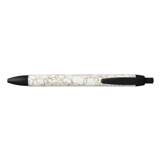 Wit Goud Glam Stijlvolle Cirkels Monogram Zwarte Inkt Pen (Achterkant)