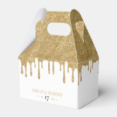 Wit & Goud Glitter Drip Bruiloft Bedankdoosjes (Achterkant)