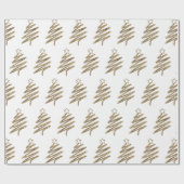 Wit Goud Glitter Moderne Kerstboom Cadeaupapier (Vlak)