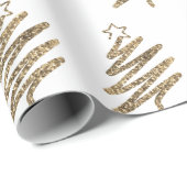 Wit Goud Glitter Moderne Kerstboom Cadeaupapier (Rol Hoek)