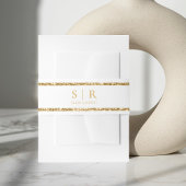 Wit & Goud Glitter Monogram Initiaal Bruiloft Uitnodigingen Wikkel