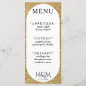 Wit & Goud Glitter Ovaal Bruiloft Receptie Menu (Voorkant)