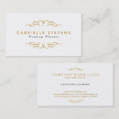Wit & Goud Glitter wervelt Bruiloft Planner Visitekaartje (Voorkant / Achterkant)