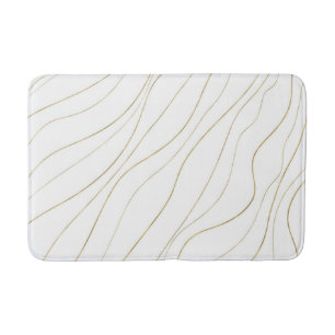 Wit & Goud Golvende Lijnen Moderne Glamour Badmat