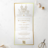 Wit Goud Katholieke Kerk Alles in Een Huwelijk Drieluik Uitnodiging (Binnen)