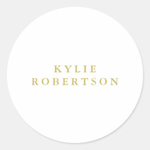 Wit & Goud Kleuren Professioneel Trendy Eenvoudig Ronde Sticker