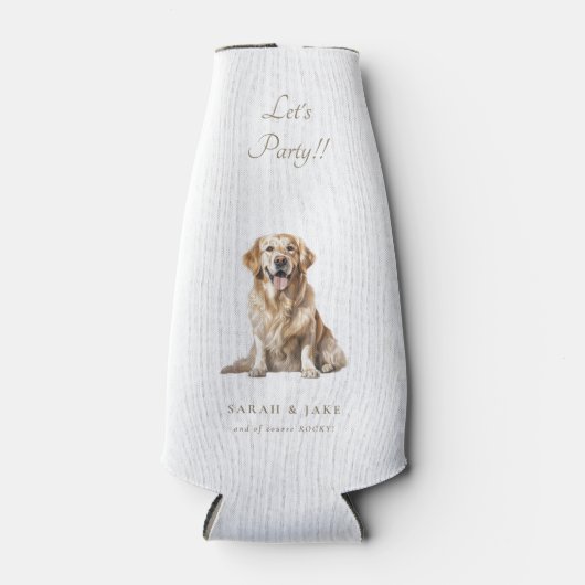 Wit & Goud Let's Party! Custom Pet Wedding Flesjeskoeler (Voorkant)