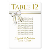 Wit & Goud Lint Bruiloft Zitkaarten Kaart (Achterkant)