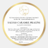 Wit & Goud Logo Luxe moderne bakkerij ingrediënten Ronde Sticker (Voorkant)