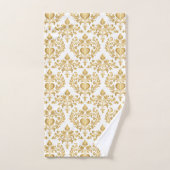 Wit & Goud look Damask Hart Badkamer Handdoek Set (Handdoek)