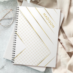 Wit Goud Luxe Modern Minimaal Abstract Notitieboek