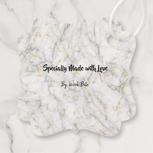 Wit Goud Marmer Business QR Code Verpakking Labels (Achterkant)