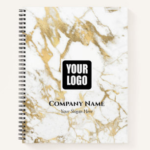 Wit & Goud Marmer, Logo, Bedrijfsnaam Website Prom Notitieboek