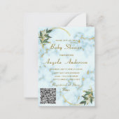 Wit Goud Marmer QR Code Baby shower Uitnodiging (Voorkant)