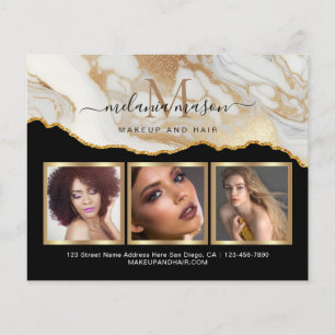 Wit Goud Marmeren Agaat Make-up Artist Foto Flyer