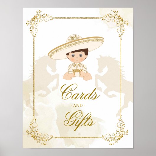 Wit Goud Mexicaanse Doop Verjaardagskaarten Cadeau Poster (Voorkant)