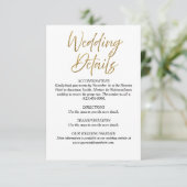 Wit & Goud Minimalistische Wedding Details Kaart (Staand voorkant)