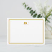 Wit Goud Modern Minimalistisch Monogram Twee Grenz Kaart (Staand voorkant)