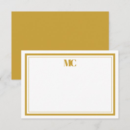 Wit Goud Modern Minimalistisch Monogram Twee Grenz Kaart (Voorkant / Achterkant)