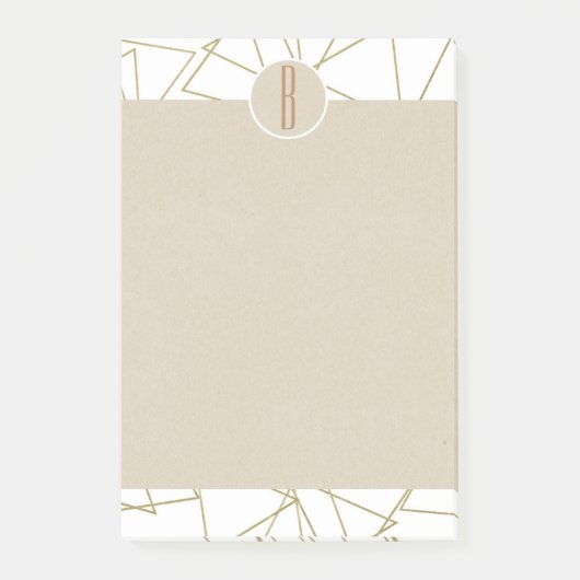 Wit Goud Moderne Geometrische Kraft Rustieke Monog Post-it® Notes (Voorkant)