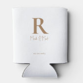 Wit & Goud Monogram Huwelijk Blikjeskoeler (Achterkant)