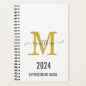 Wit & Goud Monogram Script Afsprakenboek Planner (Voorkant)