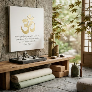 Wit & Goud OM Symbool YOGA Meditatie Instructeur Canvas Afdruk