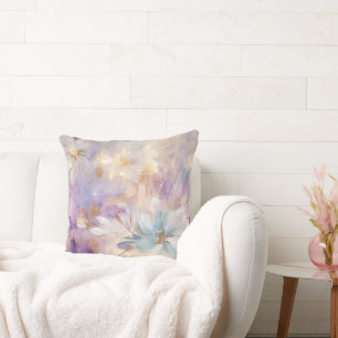 Wit Goud Paarse Blauwe Bloemen Kussen