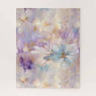Wit Goud Paarse Blauwe Bloemen Legpuzzel