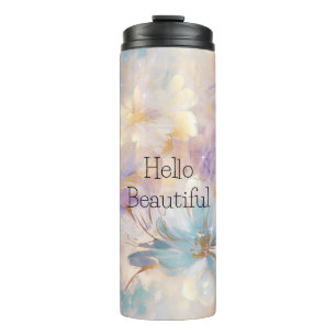 Wit Goud Paarse Blauwe Bloemen Thermosbeker