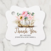 Wit Goud Pompoen Bloemen Moderne Bruiloft Bedankjes Labels (Voorkant)