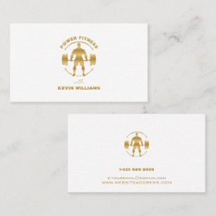 Wit Goud Power Fitness Logo Visitekaartje