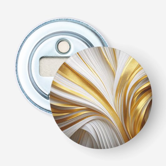 Wit Goud Retro  Button Flesopener (Voorkant)