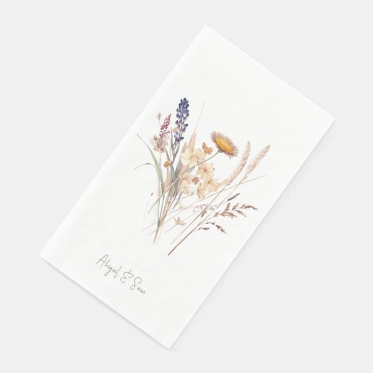 Wit Goud Script Herfst Bloemen bruiloft Servet (Hoek)