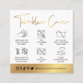 Wit & Goud Script Logo Tumbler Cup Care Guide Vierkante Visitekaartje (Voorkant)