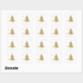 Wit Goud Sparkle Stippen Kerstboom Vierkante Sticker (Vel)