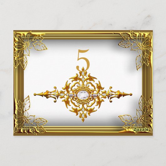 Wit Goud Tafel Nummer Zitplaats Kaart (Achterkant)