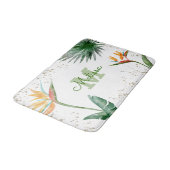 Wit Goud Tropische Bloemen Monogram Naam Badmat (Gekanteld)