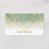 Wit Goud & Turkoois Blauwe Glitters Moderne Kust G Visitekaartje (Voorkant)