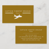 Wit & Goud Vliegtuigicoon, Flight Steward & Pilot  Visitekaartje (Voorkant / Achterkant)
